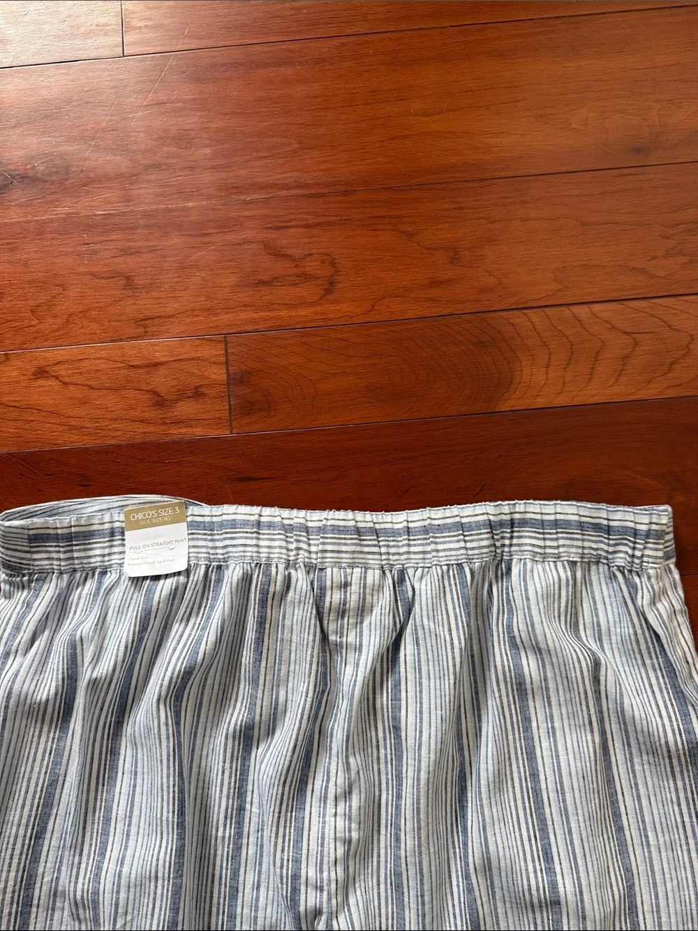 Women Light Blue & White Stripe Casual Pants
